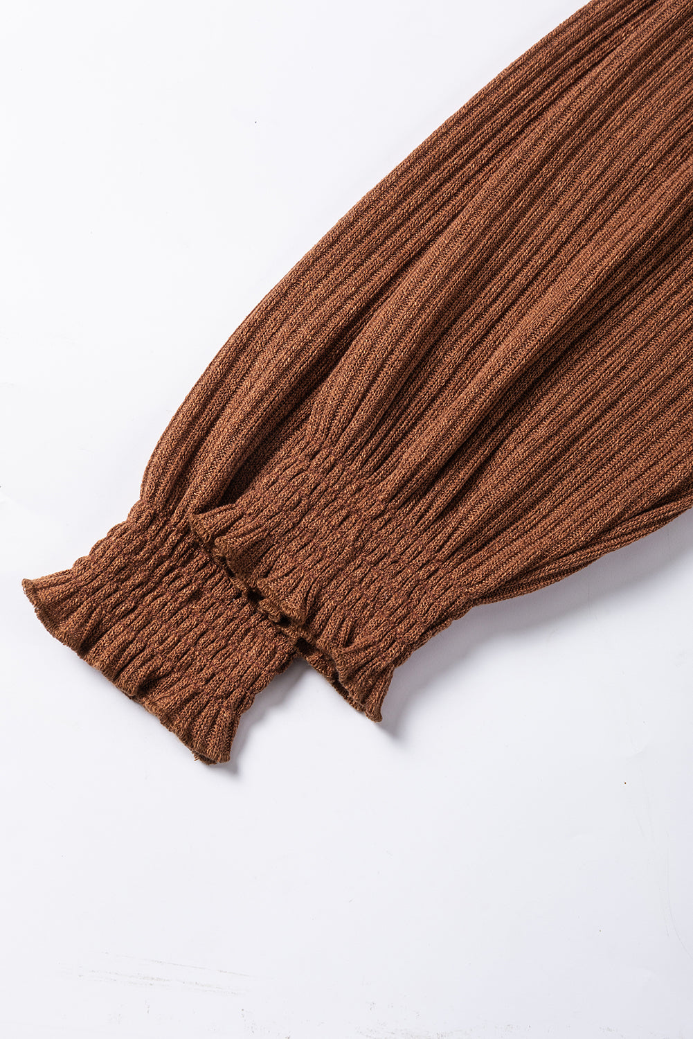 Chestnut Ribbed Knit Drop Shoulder Top