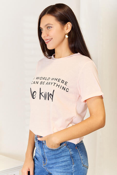 Be Kind Slogan Cuffed T-Shirt