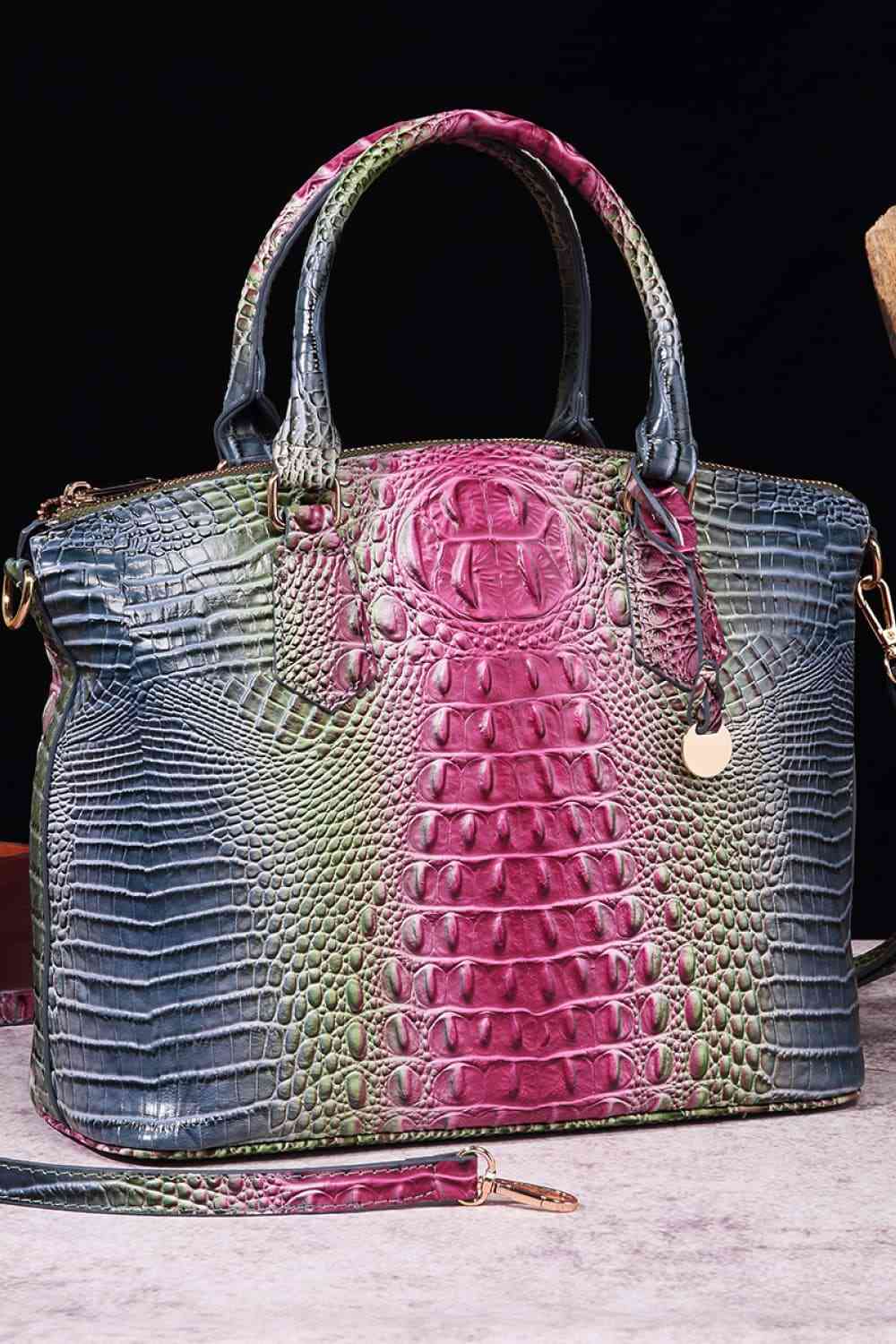 Color Punch Gradient Vegan Leather Handbag