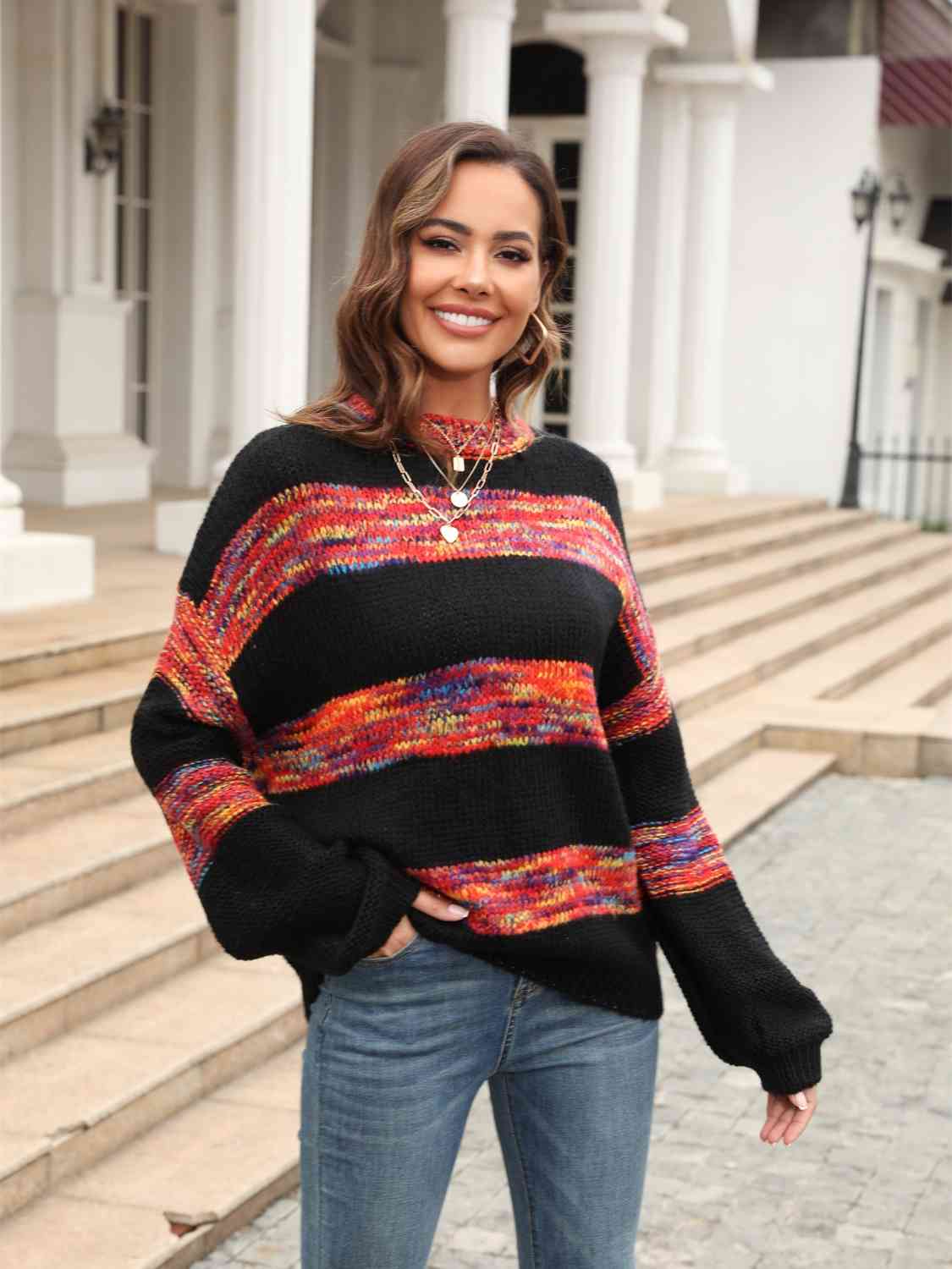 The Casey Striped Drop Shoulder Sweater