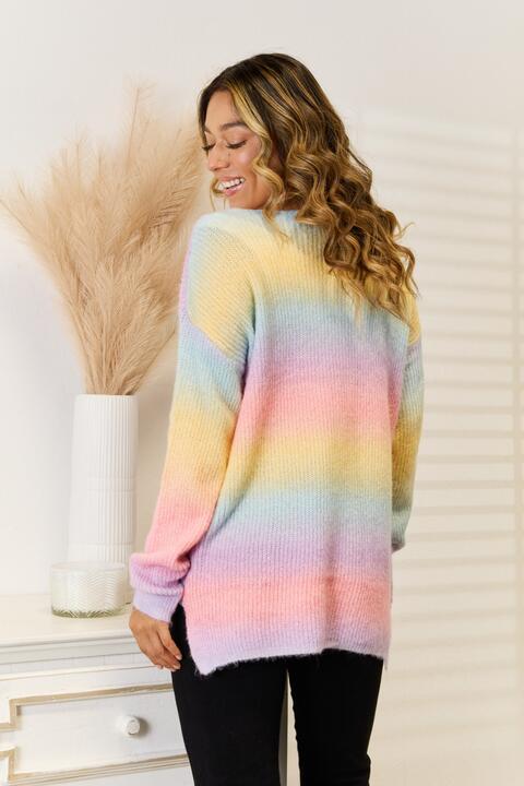Rainbow Sherbet V-Neck Sweater